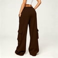 thumbnail image 6 of XIAONU Solid Cargo Wide Leg Pants for Womens Drawstring Waist Flap Side Pockets Sport Trousers, 6 of 9