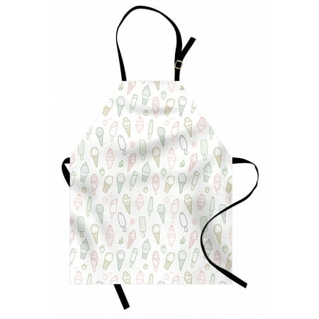 

Ice Cream Apron Different Types of Ice Cream Pastel Color Kids Design Pattern Retro Outlines Unisex Kitchen Bib Apron with Adjustable Neck for Cooking Baking Gardening Multicolor by Ambesonne