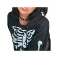 thumbnail image 3 of Women's Halloween Skeleton Print Crop Top Gothic Punk Hoodies Bandage Casual Pullover Long Sleeve Relaxed Fit Sweatshirts, 3 of 7