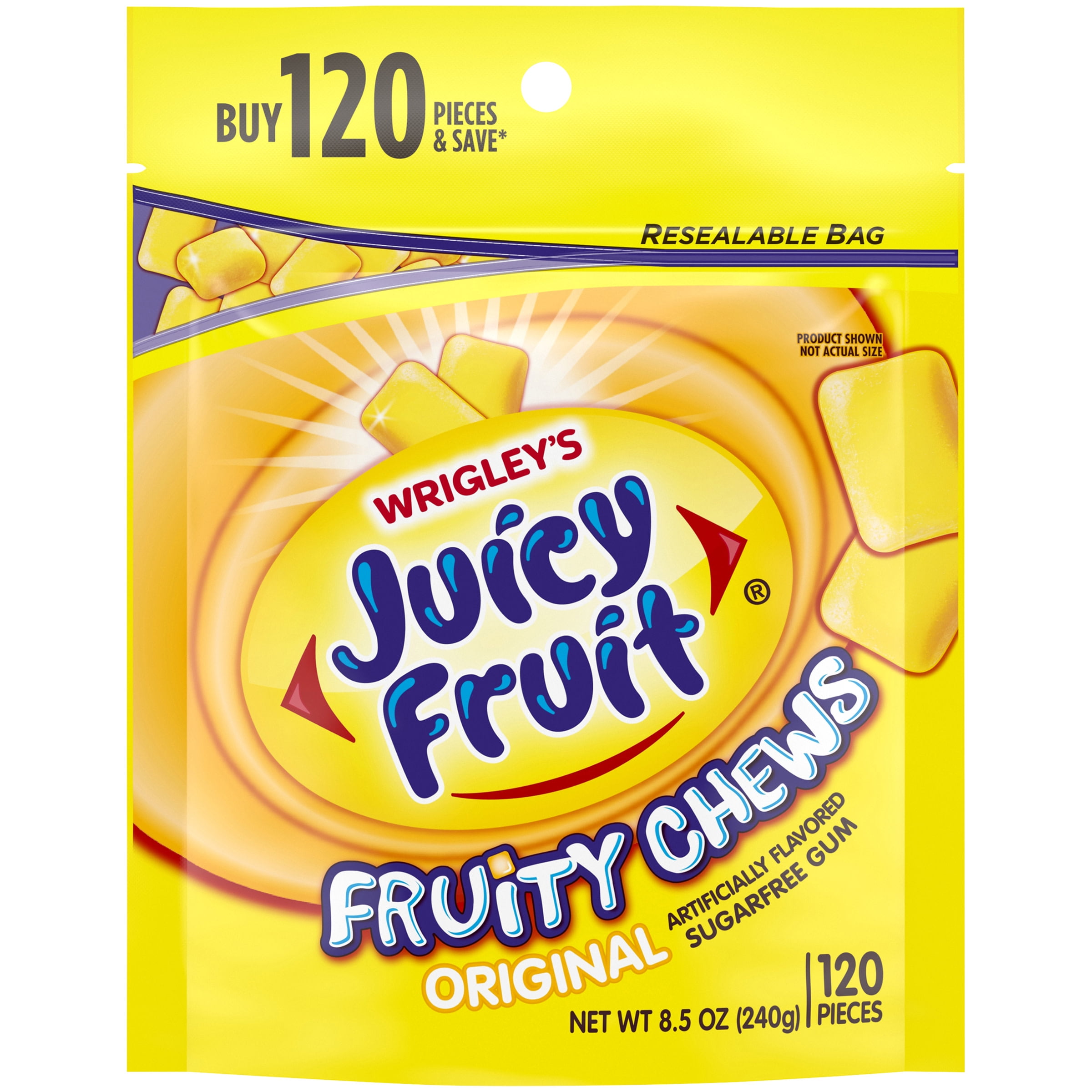Juicy Fruit Fruity Chews Original Sugar Free, 120 piece bag Walmart