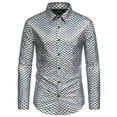 thumbnail image 5 of INSPIRE CHIC Metallic Shirt for Men's Long Sleeves Party Disco Shiny Printed Shirts M Silver, 5 of 6