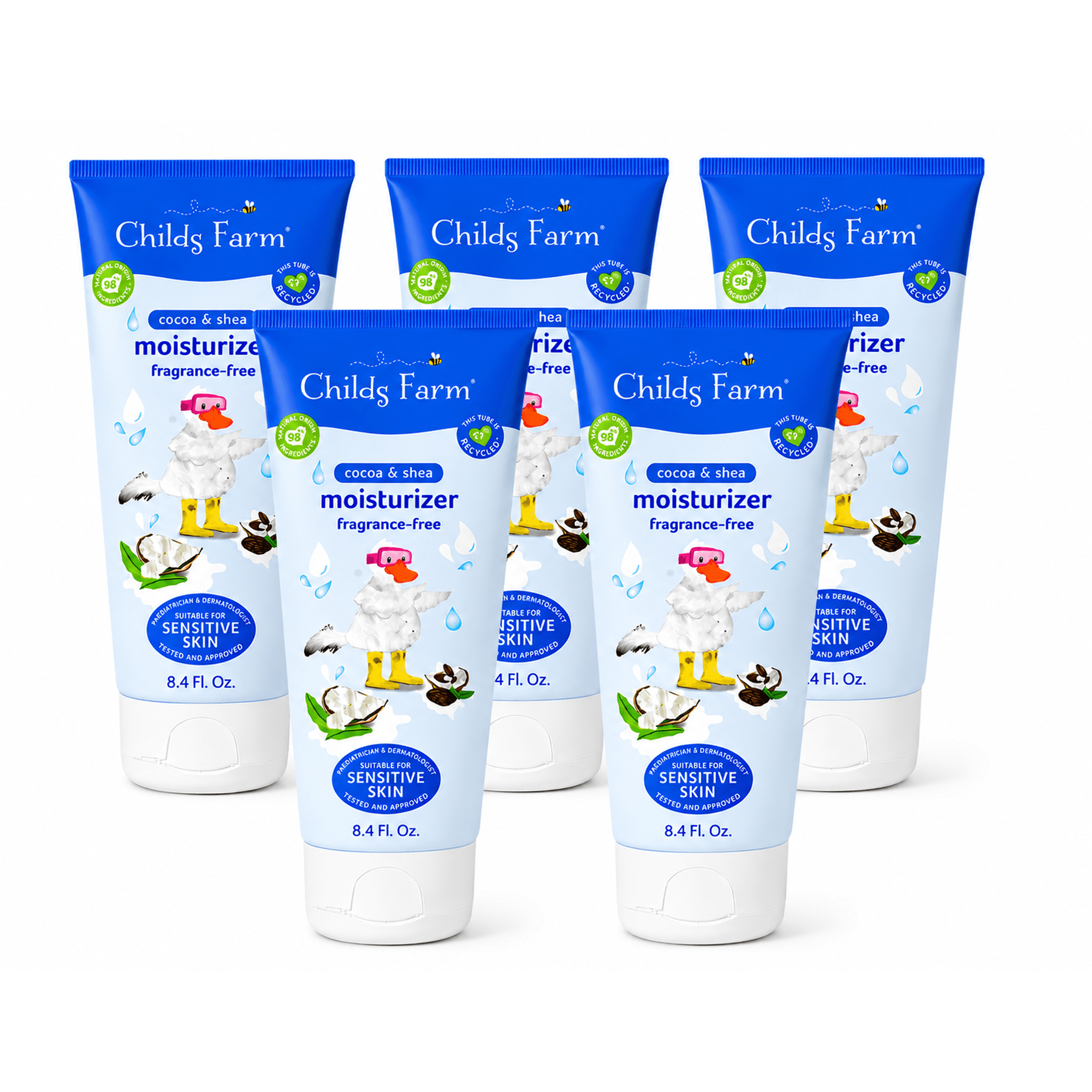 Childs Farm Fragrance-Free Moisturizer, 250ml, Hypoallergenic, Unisex 5 Pack