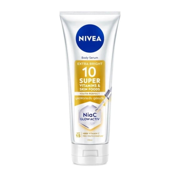 Nivea Body Serum Extra Bright 10 Super Vitamins Skin Foods Youth Perfect 170 Ml.