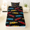 thumbnail image 3 of Manfei Colorful Race Car Twin Sheets,Classic Kid Art Bedding,Black,3 Pieces,1 Fitted Sheet and 1 Pillowcase, 3 of 6