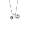 thumbnail image 2 of Delight Jewelry Silvertone Nursing Medley - Nurse Hat, Chart, Caduceus Spinner Silvertone Script Initial Disc - P - Charm Necklace, 20"+3", 2 of 4