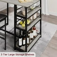 thumbnail image 4 of Royalbelle 1+2 Set Dining Table,Kitchen Table with 2 UpholsteRed Bar Chairs,3 Large Storage Shelves,Kitchen Bar Table Set for Small Space,Apartment,Studio,Breakfast,Grey, 4 of 8