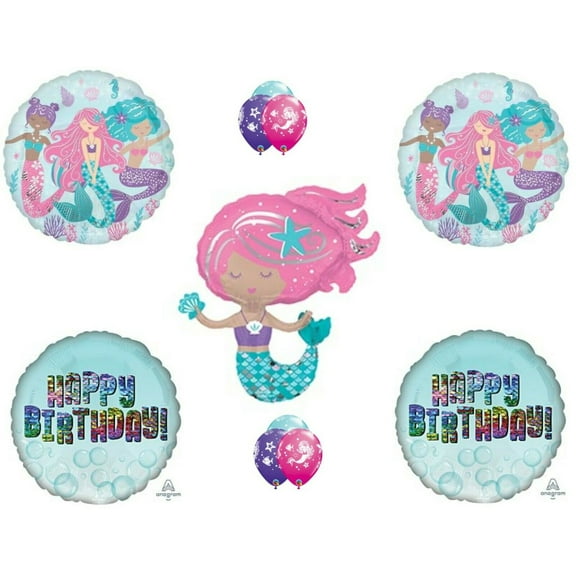 Shimmering Mermaid Happy Birthday party balloons Decoration Supplies