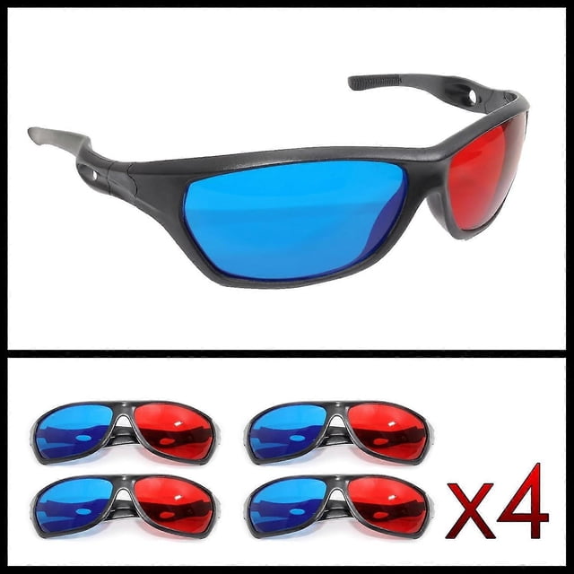Anaglyph 3d Glasses (red And Cyan Blue), 3d Glasses For Tv Or Computer, Sports Style, Brand 4 Pairs Pack GuanGuan