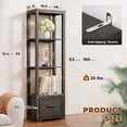 thumbnail image 2 of BROTTAR Display Shelf with 3 Color Lights, Curio Cabinet for Collectibles with Drawer, Display Case with Human Body Sensor, Black, 2 of 7