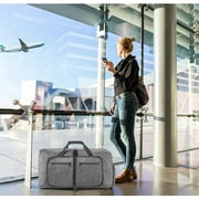 XUEYU 24 Large Travel Duffle Bag for Men, 65L Foldable Travel Duffel Bag with Shoes Compartment, Overnight Bag for Men Women Waterproof, Travel Bag for Traveling Camping Touring, Gray