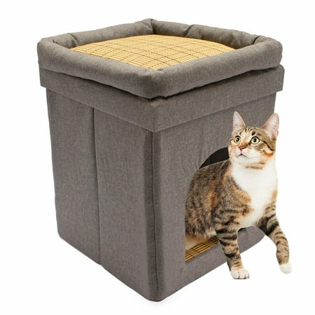 UPC: 0840042312316 | Downtown Pet Supply Collapsible Cat House Cat Bed  Bamboo  1 Level