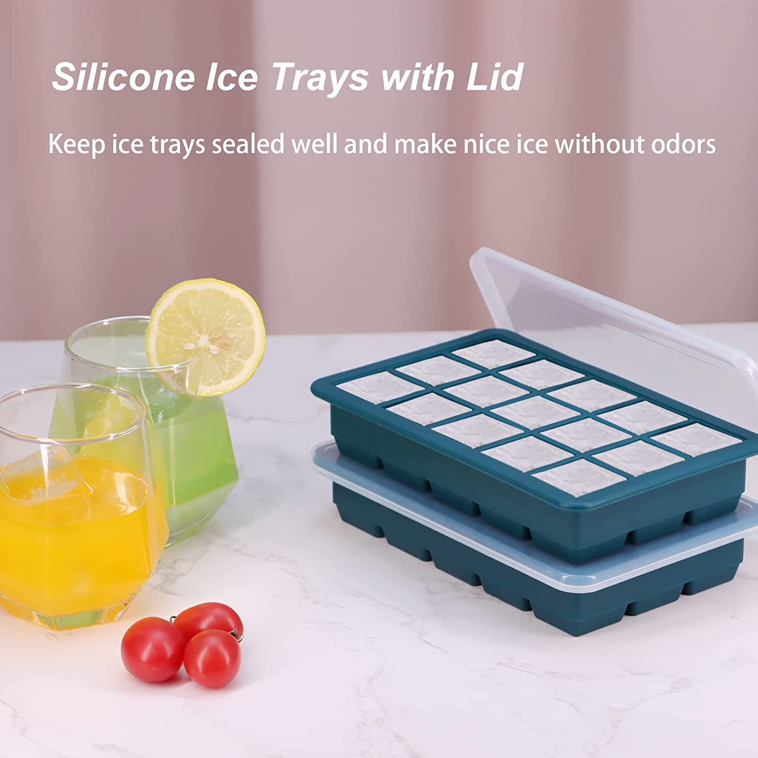 Flexible 15-Piece Purple Silicone Ice Tray Mold (2-Pack) EBH-613