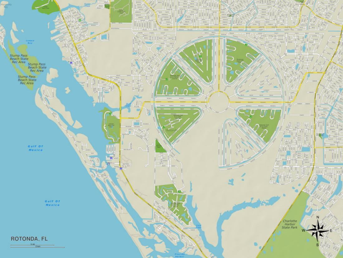 Political Map of Rotonda, FL Print Wall Art