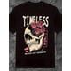 thumbnail image 1 of Skull and Floral Print Mens Plus Size Short Sleeve Crew Neck T Shirt Casual Summer Top in Black, 1 of 7