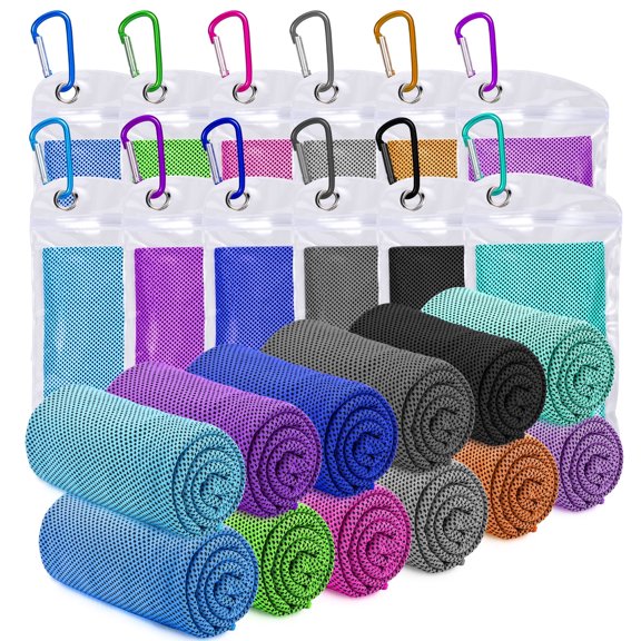 12 Pack 40"X12" Yoga Towel Cooling Towels for Necks Sports Towels Cool Ice Towel Microfiber Towel for Yoga, Sport, Gym, Workout, Camping, Fitness