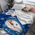 thumbnail image 3 of Christmas Snowman Throw Flannel Blanket 32x48In Winter Showflake Blue Super Soft Cozy Bed Blanket, Lightweight Plush Fuzzy Bed Throw for Bedroom Sofa Couch Living Room, 3 of 4