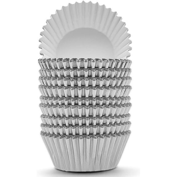 200 Pcs Silver Foil Cupcake Liners Standard Baking Cups Muffin Paper Cases