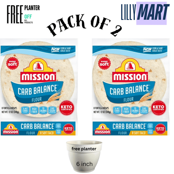 Mission Carb Balance Flour Tortillas, Soft Taco Size, 8 Count (pack of 2)