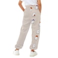 thumbnail image 3 of KAUOD Teen Girls Halloween Sweatpants Kids Pumpkin Ghost Straight High Waist Joggers Pants Fleece Warm Baggy Sport Pants, 3 of 5