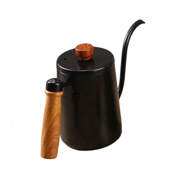 Commercial Grade Stainless Steels Coffee Kettle 600ml Wooden Handle For Controlled Pouring