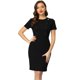 thumbnail image 1 of Vestido de tubo informal de negocios Allegra K para mujer cuello redondo manga corta Negro S, 1 of 5