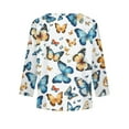 thumbnail image 4 of Abcomgle Kids Long Sleeve Shirt Girls 7-8 Trendy Butterfly Graphic Crewneck Shirts for Girls Winter Basic Girls Tops Trendy Blouses for Girls 3-4 Years,Blue, 4 of 6