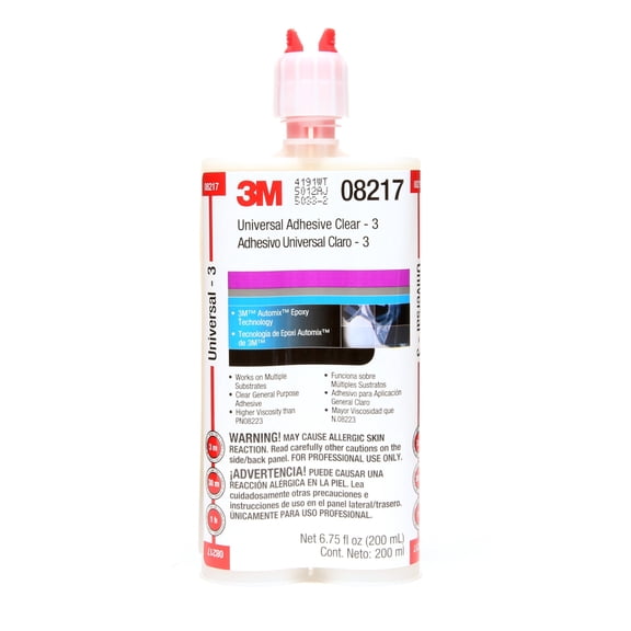 3M Universal Adhesive Clear - 3, 08217, 200 mL Cartridge, 6 per case