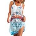 thumbnail image 2 of Wycnly Womens Dresses for Independence Day 4th of July Patriotic High Waist Strap Tank Mini Dresses Sleeveless Round Neck Star Print Short 2025 Summer Dress White l, 2 of 5