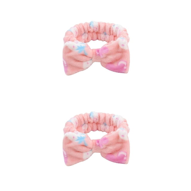 Minnieouse Diadema con lazo, envoltura de franela elástica, accesorios para el cabello, diadema para de cara, maquillaje, Yoga, correr, rosa, fresa fresa rosa 2piezas Minnieouse CBP380377