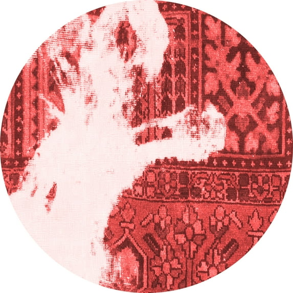 Ahgly Company Machine Washable Indoor Round Oriental Red Modern Area Rugs, 4' Round