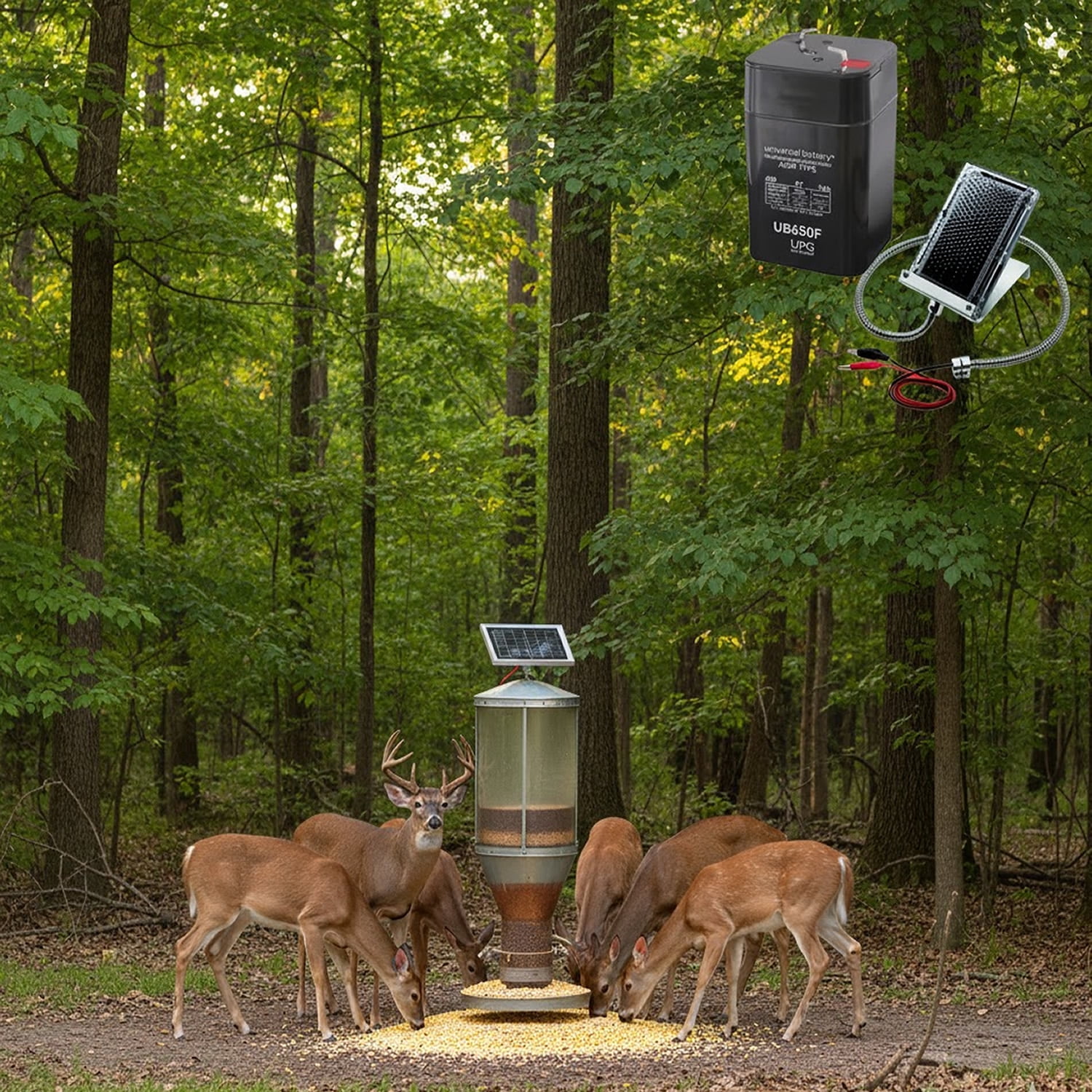 Deer Feeder Solar Panel + 5Ah AGM Battery Game Feeder Power Bundle w/ Mount Bracket by UPG