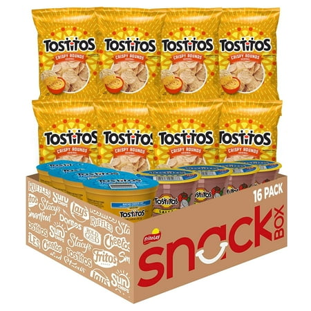Best by Jun-20- 2023) Tostitos Chips & Salsa Variety Pack  Bags and Dips  16 Count