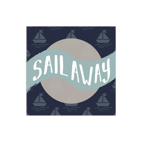 Sail Away Aqua Blue Sailboats Waves 12 x 12 Wood Wall Sign Plaque