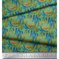 thumbnail image 2 of Soimoi Green Poly Georgette Fabric Palm Leaves Decor Fabric Printed Yard 42 Inch Wide, 2 of 3