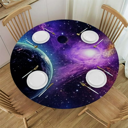 

Sheronv Planet Stars Black Hole Round Tablecloth 100% Polyester Stain-Resistant Indoor Outdoor Tablecloth for Restaurants Weddings Parties 54 -58