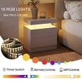thumbnail image 5 of Cubehom Modern LED Nightstand Set of 2, 2-Drawer Wood Bedside Table with Remote Control, White Side Table for Adult Bedroom, 5 of 6