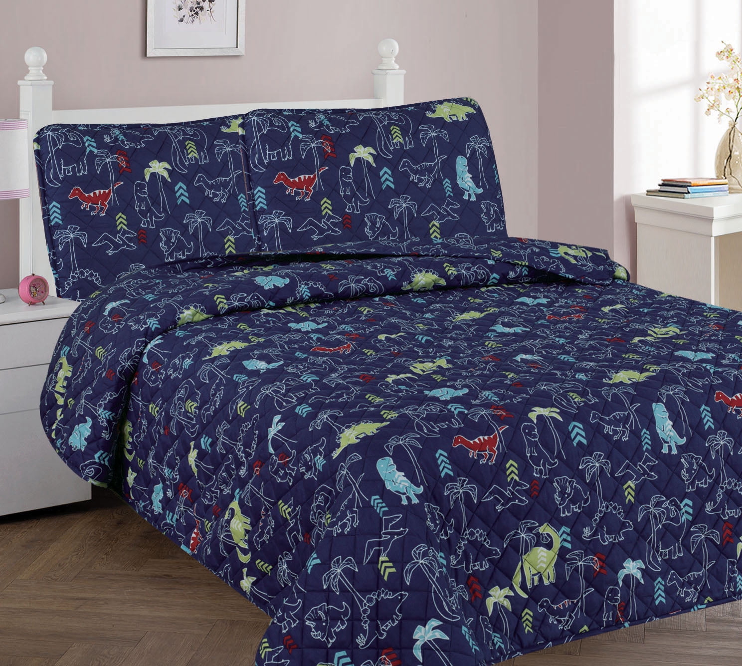 DINOSAUR NAVY Full Size 4-Piece Kids Printed Microfiber ...