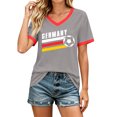 thumbnail image 2 of Women's Football Graphic T-Shirt, Women's V-Neck Short Sleeve Letter Print T-Shirt for Casual Summer for Soccer Tournament 2026 Gray Size: M, 2 of 5