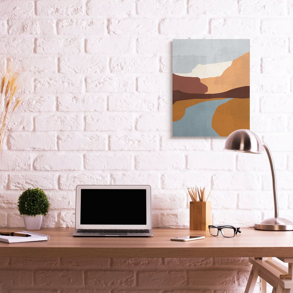 Stupell Industries Abstract Color Block Landscape Blue Brown Design Canvas Wall Art Design by Victoria Borges