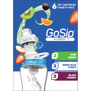 Cirkul GoSip Flavor Cartridge Variety Pack, 6-Pack (2 Berry Blue Punch, 2 Kiwi Berry, 2 Black Cherry)