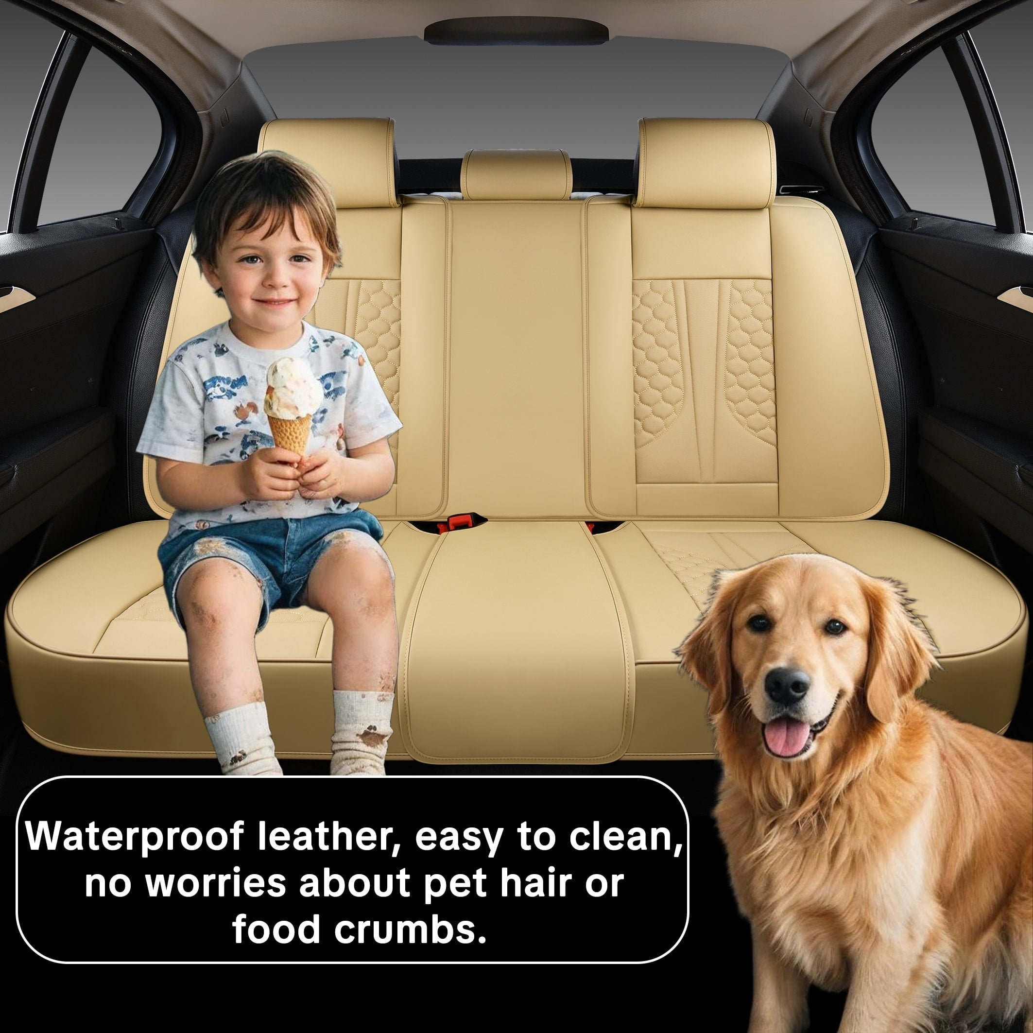 Leather 5 Car Seat Covers For Toyota 99% Models,Car Seat Cushions Full Set,Waterproof Car Sit Protectors,Easy To Install, Suitable For All Seasons.