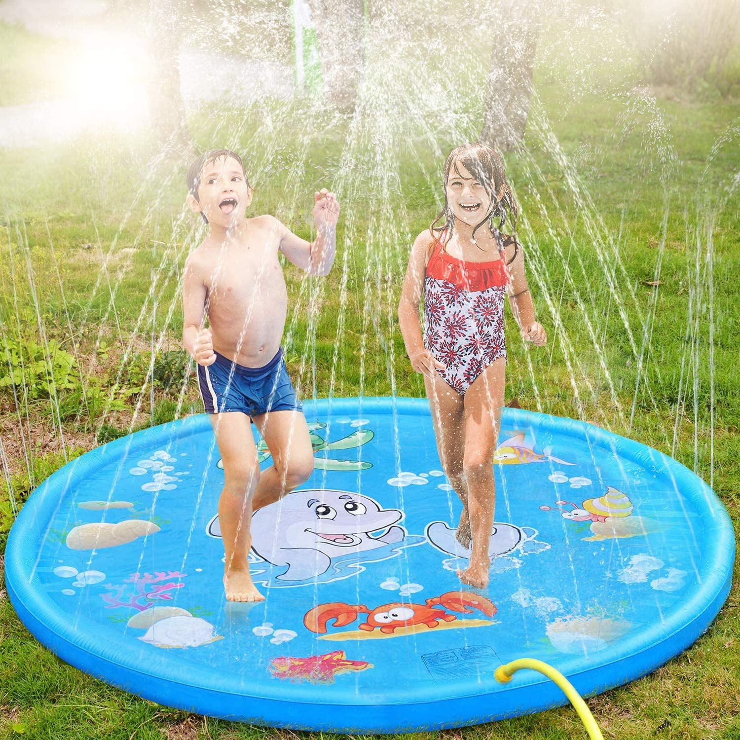 DecorX 68" Splash Pad for Toddlers,Inflatable Splash Sprinkler Pad for Kids,Slip n Slide Wading Swimming Pool,Outdoor Backyard Water Play Mat Toys for Toddlers Age 3-12