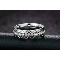 2.5Ct Round Cut natural moissanite Diamond Eternity Men's Band Ring in 14K White Gold Plated