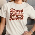 thumbnail image 3 of Smartprints Blessed & Highly Favored Women's T-Shirt Off White, Cotton, S, 3 of 4