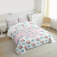 thumbnail image 3 of jejeloiu Letter H Monogrammed Bedding Comforter Set,Cartoon Bow Tie Twin Comforter Sets,Pink Cute Flowers Bedding Set For Girls,Microfiber Room Decorative Reversible,2 Pieces, 3 of 8