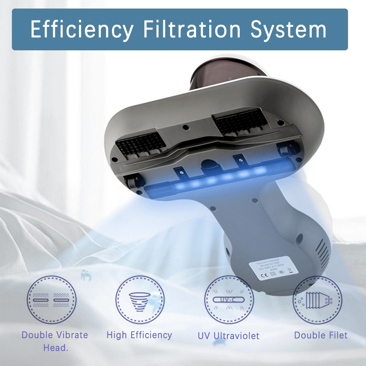 Mattress Vacuum Cleaner, 12KPa Handheld UV Bed Cleaner Upgraded Effectively Clean Up Bed, Pillows, Cloth Sofas, Carpets and Ther Fabric Surfaces