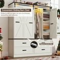 thumbnail image 4 of ChVans 73''H Armoire Wardrobe Closet with Sensor Light and 4 Drawers, Farmhouse Bedroom Armoire Cabinet with Hanging Rod, Wooden Wardrobe Cabinet with folding sliding barn door for Bedroom, 4 of 9