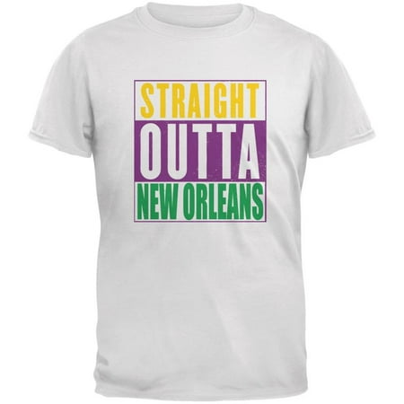 Mardi Gras Straight Outta New Orleans White Adult T-Shirt