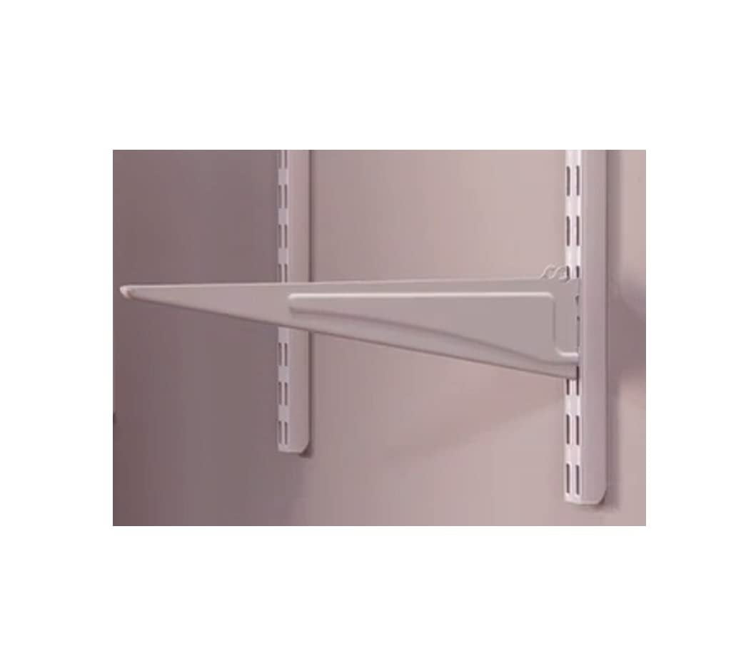 ClosetMaid 2853 ShelfTrack 12-Inch Locking Shelf Bracket, White, Quantity 6 — Home & Garage Storage, Stackable Design
