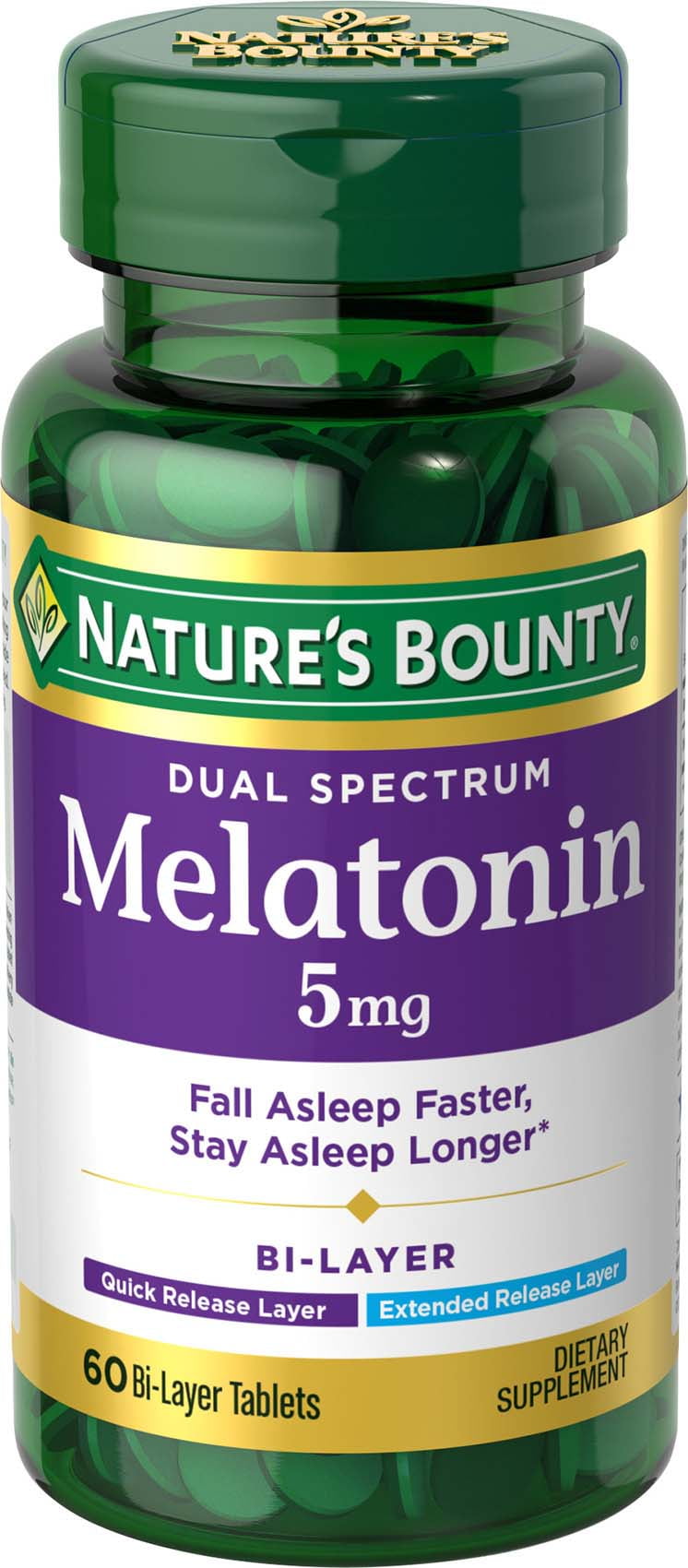 Nature's Bounty Melatonin Sleep Aid Bi-Layer Tablets, 5 Mg, 60 Ct